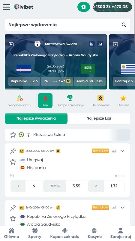 Interfejs zakładów sportowych Ivibet