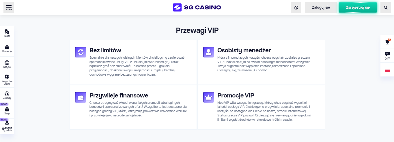 SG Casino Vip program Poland, zakladybukmacherskie.tv