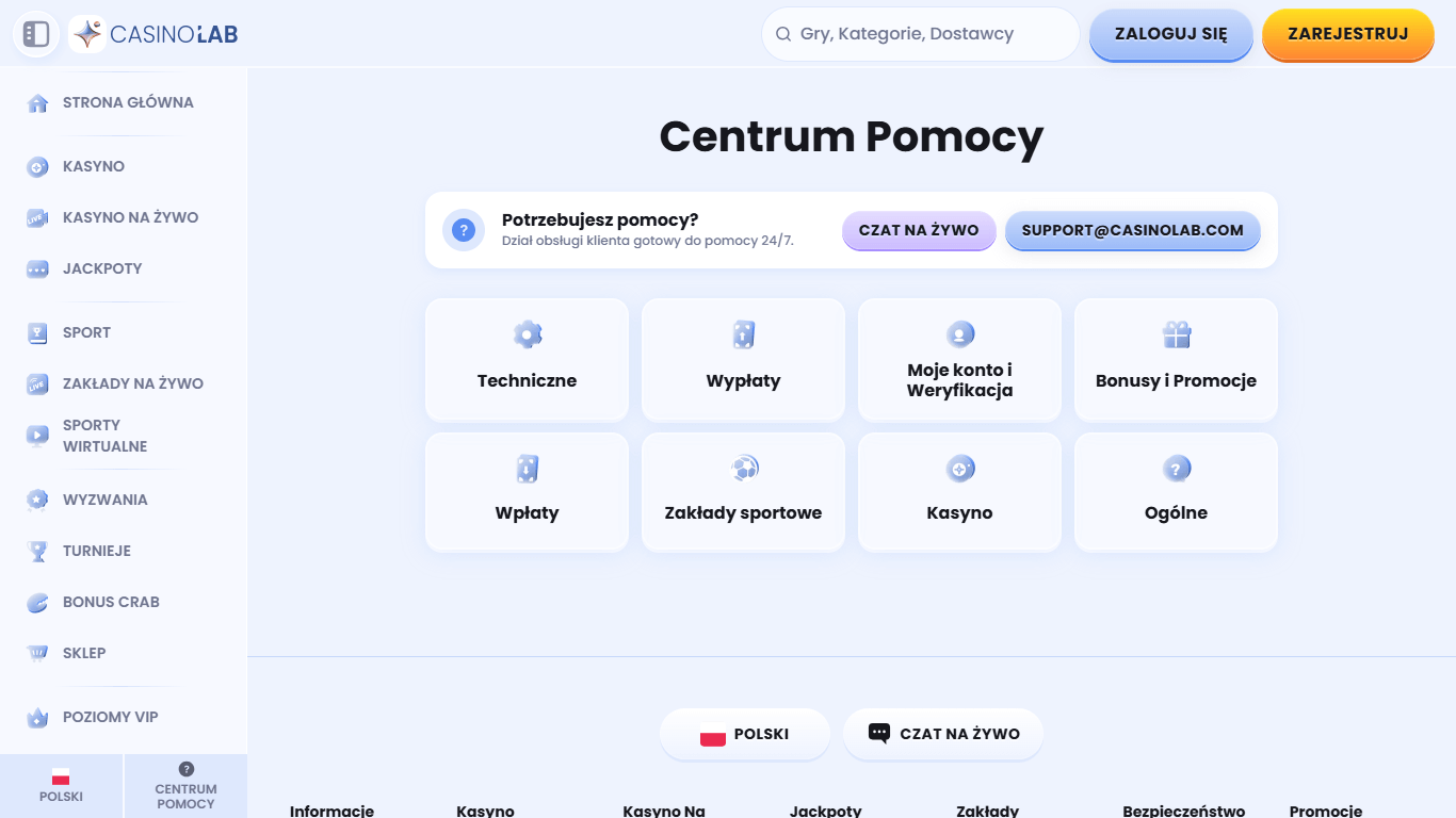 CasinoLab Help-center Poland, zakladybukmacherskie.tv