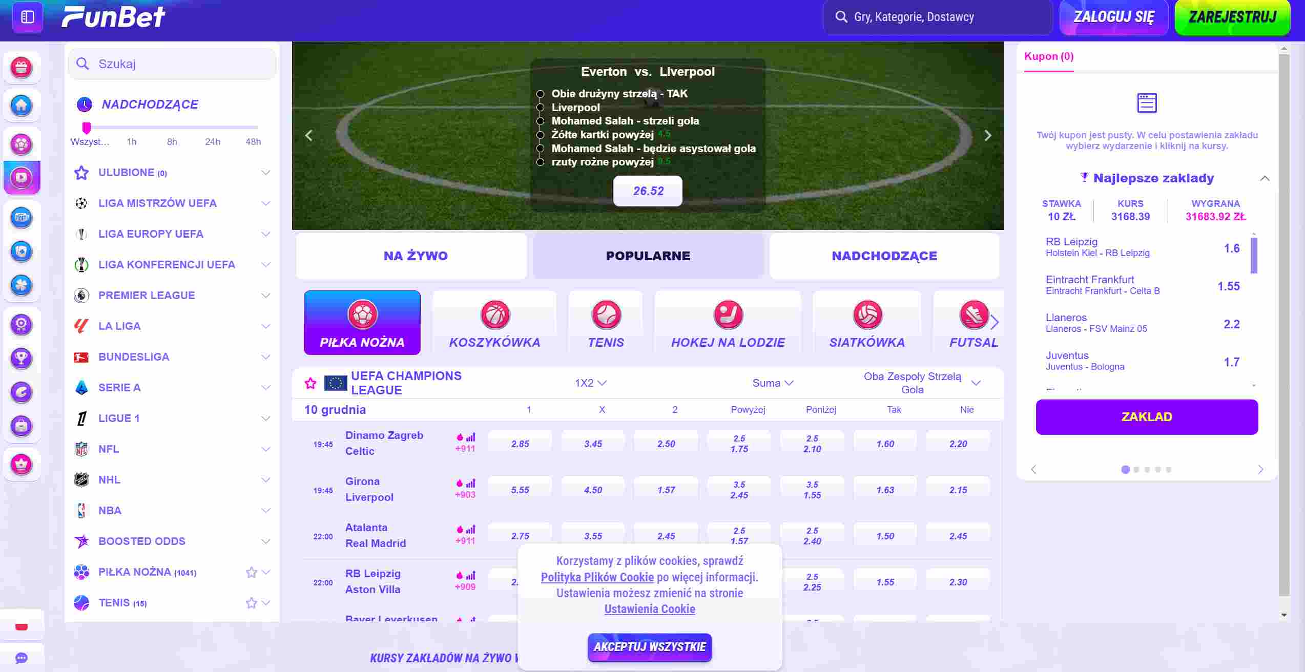 live bets funbet zakladybukmacherskie