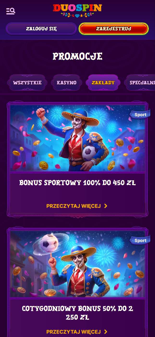 mob bonuses Duospin zakladybukmacherskie