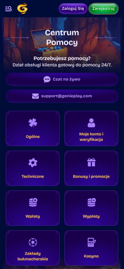 GeniePlay Bookmaker Support Poland (mobile), zakladybukmacherskie.tv