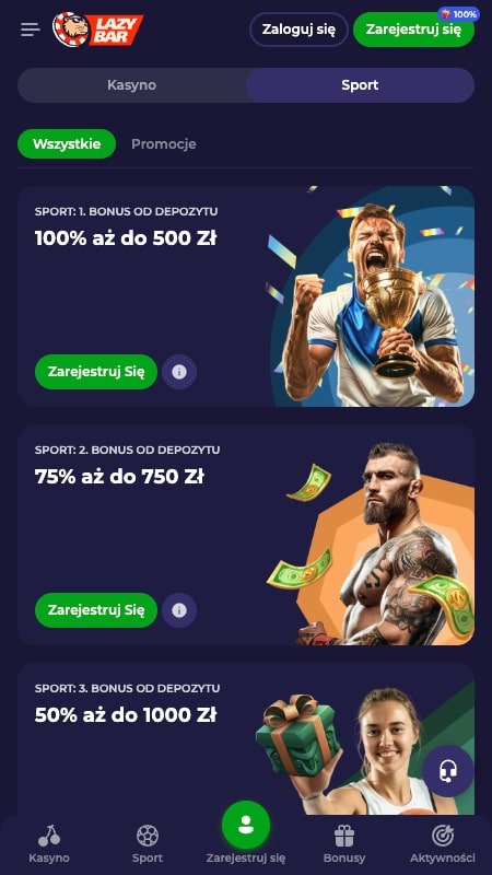Lazybar bonuses and promotions