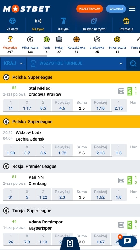 Mosbet Live Betting