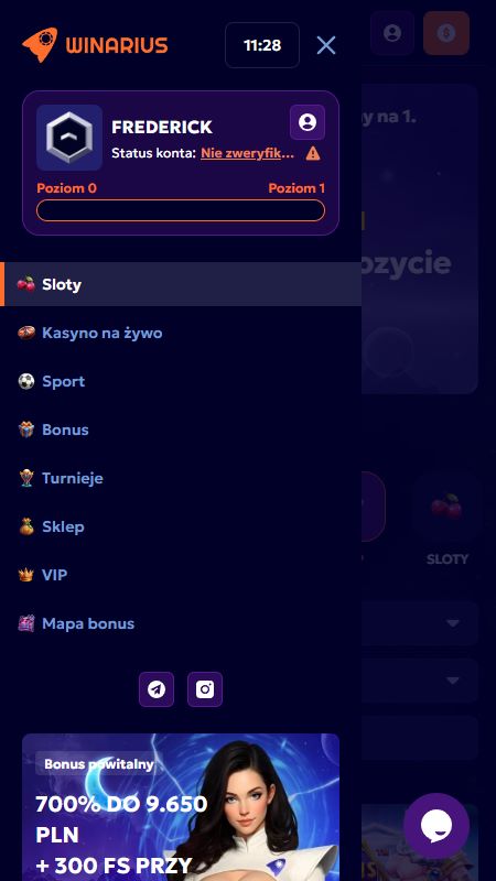 Przeglądaj pełne opcje menu witryny Winarius