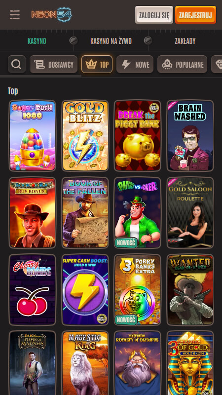 Neon54 Casino top games
