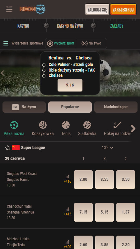 Neon54 Bookmaker sports betting in Poland