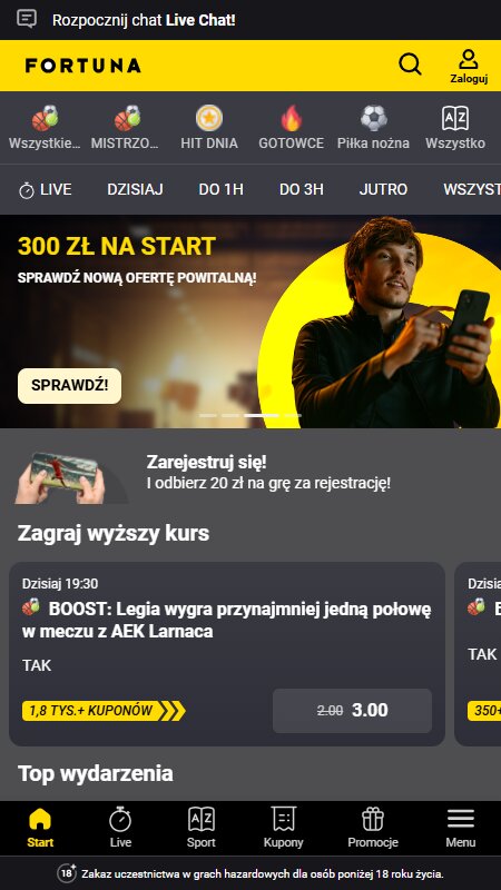 Fortuna bookmaker main page