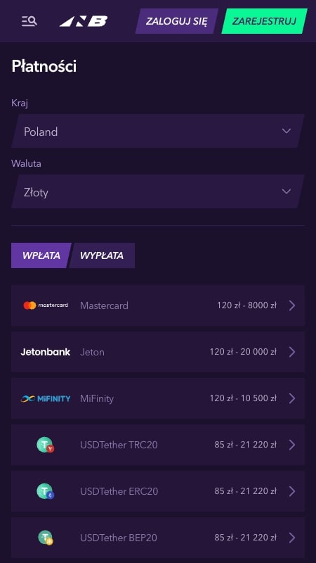 Metody płatności w Naobet