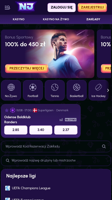 NovaJackpot bookmaker sport page