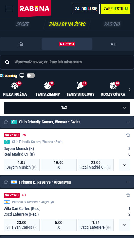 Zakłady na żywo Rabona 