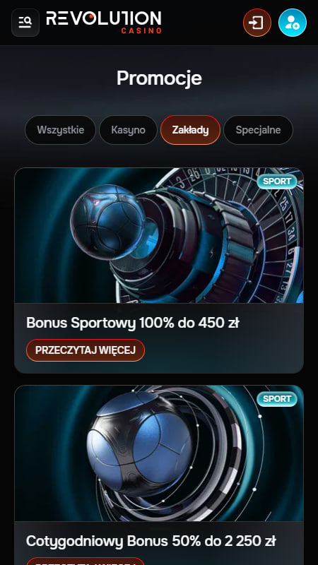 Revolution Casino Bonus powitalny i promocje