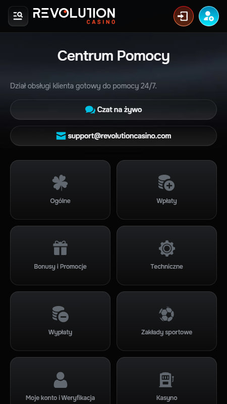 Revolution Casino Obsługa klienta
