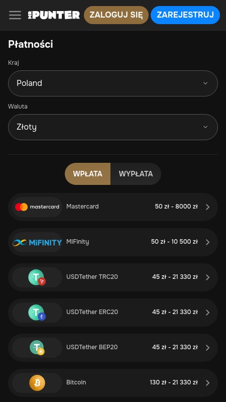 Mr Punter Payments method Poland