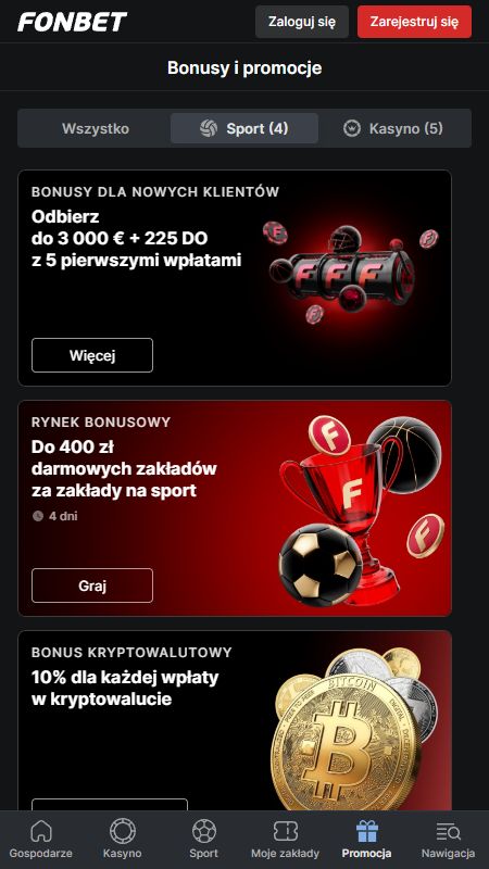 Strona promocji w Fonbet