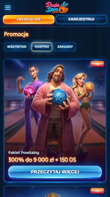 Strona promocji w DudeSpin