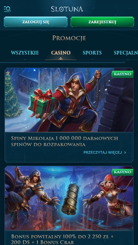 Strona promocji w Slotuna