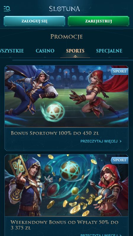 Strona promocji w Slotuna