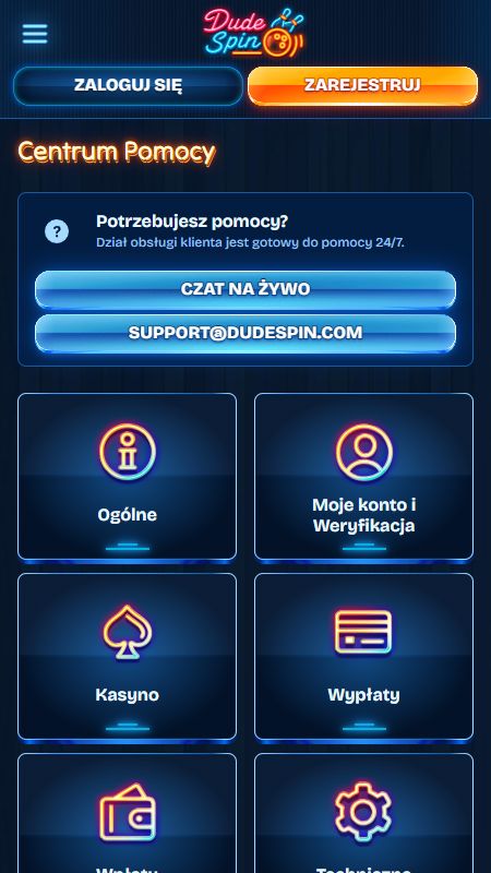 Centrum pomocy DudeSpin