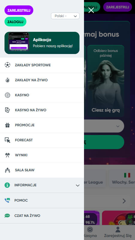 GranaWins website menu