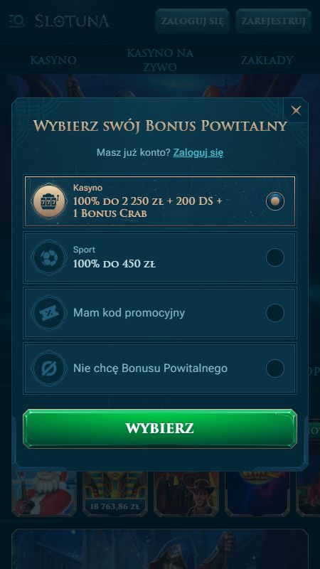 Tworzenie konta w Slotuna