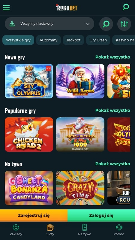 Interfejs kasyna online Rokubet