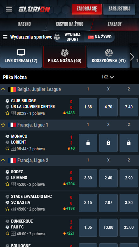 Zakłady na żywo Glorion 