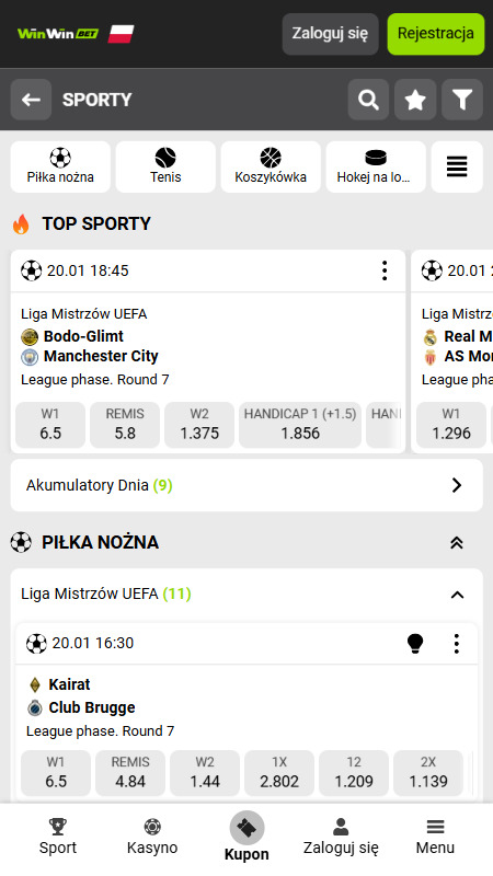 Zakłady sportowe w WinWin
