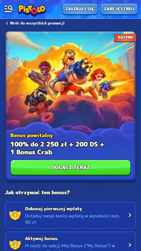 Strona promocji w Pistolo
