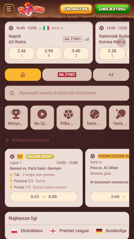 Sekcja zakładów sportowych online w Roostino