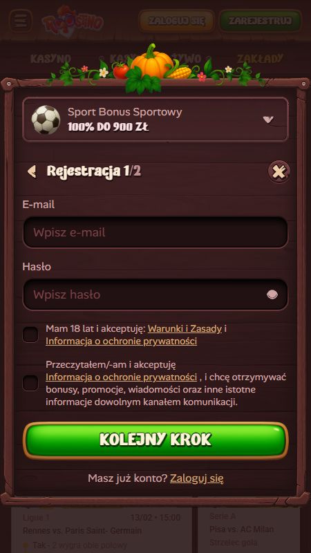 Tworzenie konta w Roostino