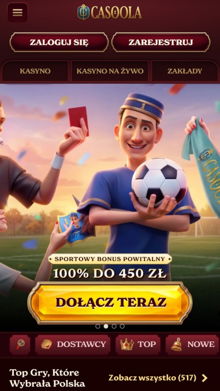 Casoola bookmaker homepage