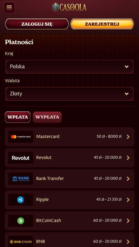 Metody płatności w Casoola