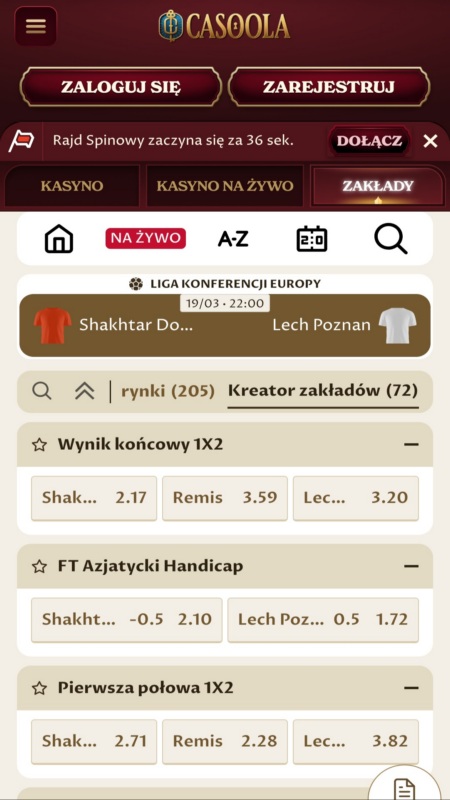 Casoola betting odds