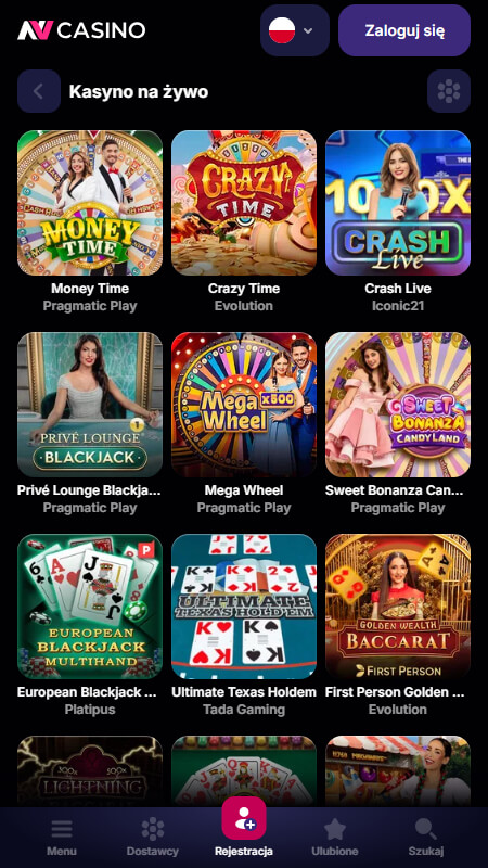 NV Casino Gry na żywo
