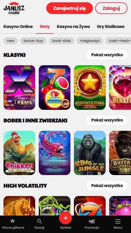 Interfejs kasyna online Janusz