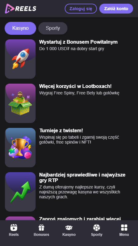 Kasino Bonusy w Reels.io