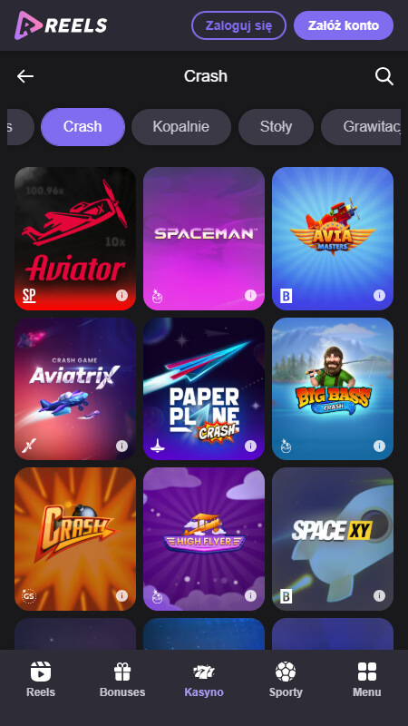 Reels.io kasyno Gry crash
