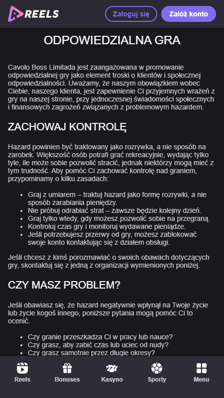Reels.io Odpowiedzialna gra
