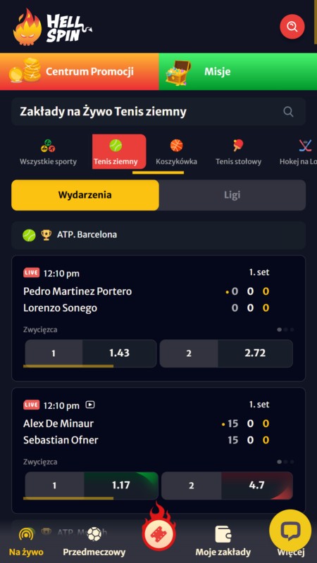 Hellspin Zakłady na Żywo