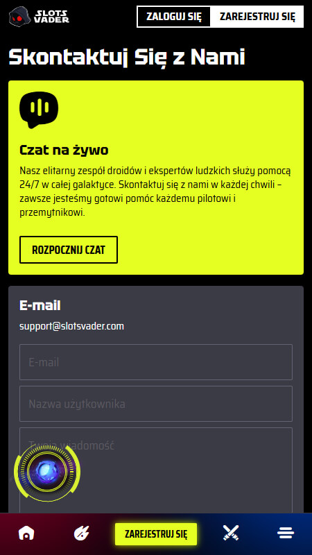 Kontakty do kasyna SlotsVader w celu uzyskania pomocy technicznej