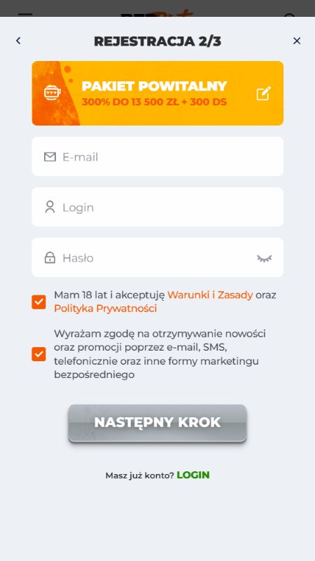 Tworzenie konta w Betriot