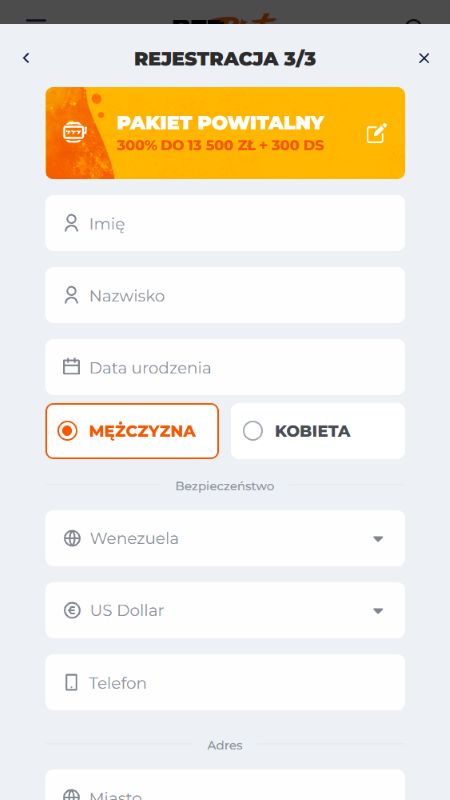Tworzenie konta w Betriot