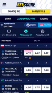 Betscore Zakłady na żywo