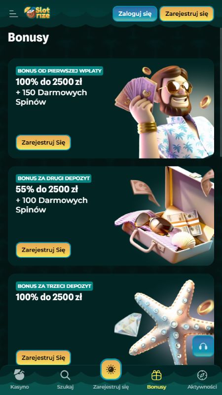 Strona promocji w Slotrize 