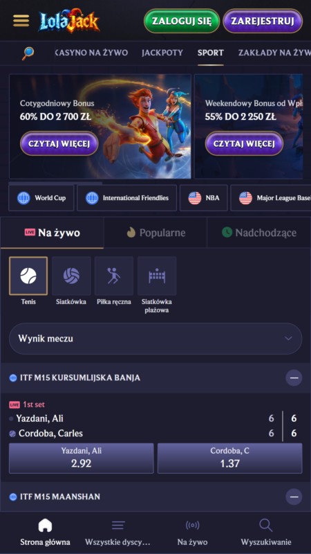 LolaJack Zakłady na żywo