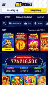 Oferta gier w Betscore Casino