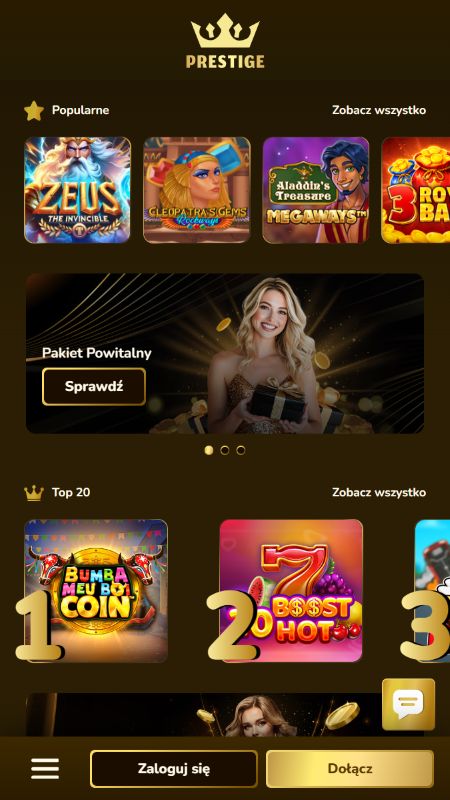 Sekcja kasyna w Prestige
