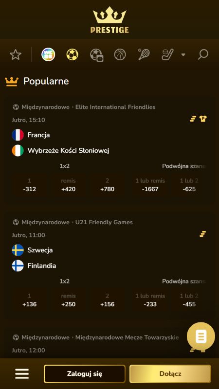 Zakłady sportowe w Prestige