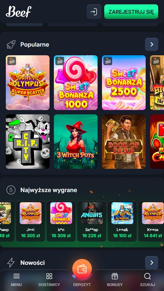 Interfejs kasyna online Beef